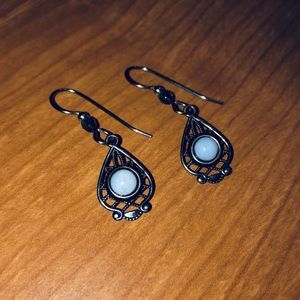 Blue Stone Silver Earrings
